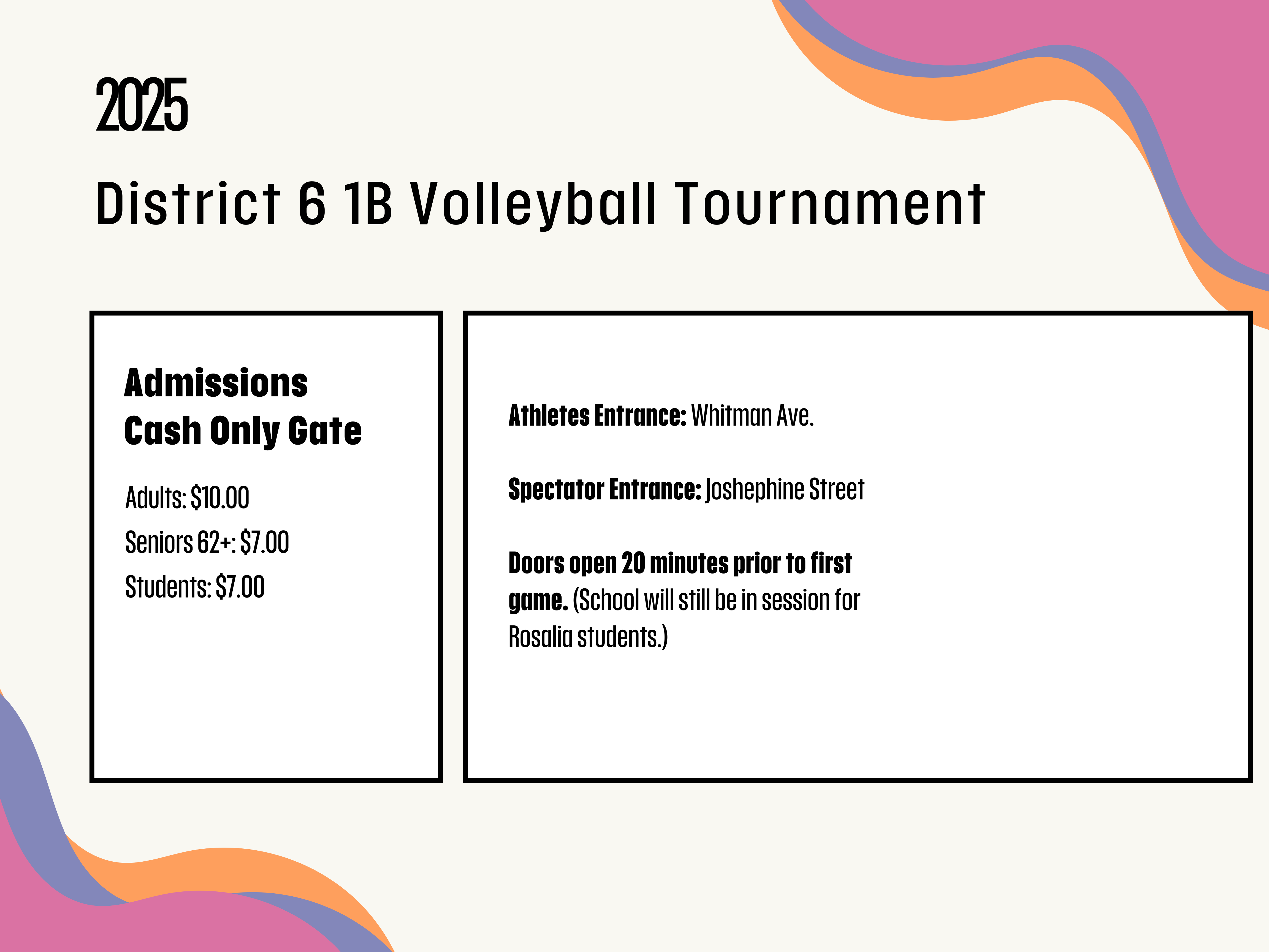 Rosalia Hosting District 6 1B Volleyball Tournament